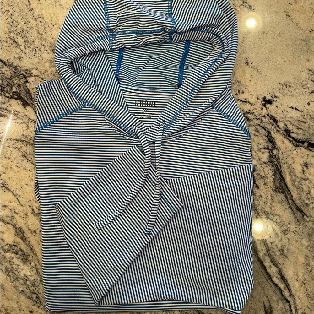 Rhône Blue Seersucker Resort Hoodie XXL
